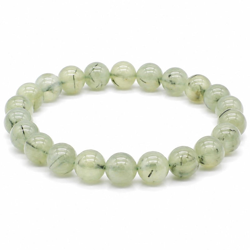 Natural Prehnite Bracelet 8mm | Genuine Green Gemstone Stretch Bracelet