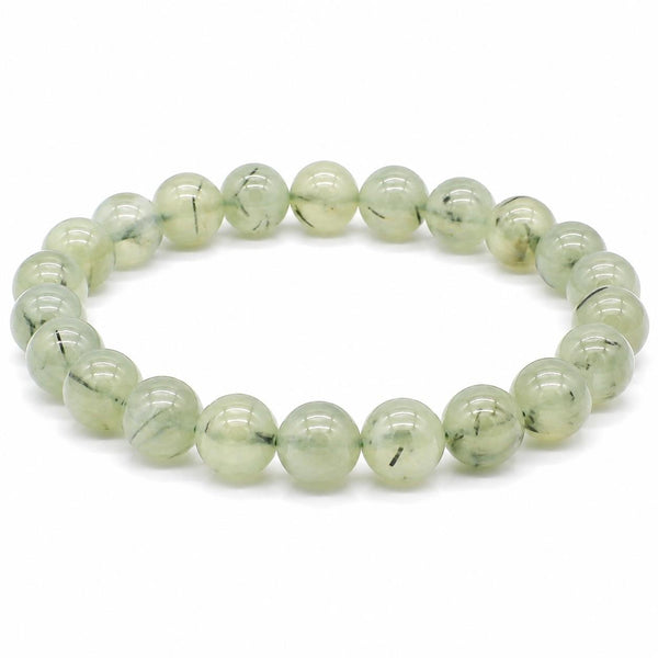 Natural Prehnite Bracelet 8mm | Genuine Green Gemstone Stretch Bracelet