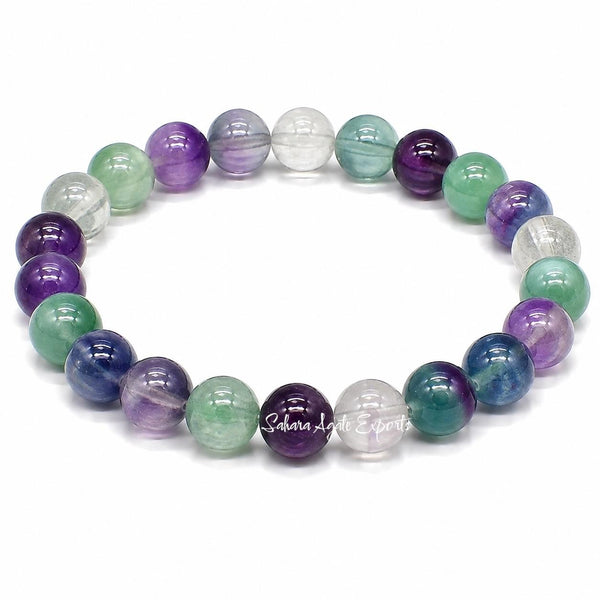 Natural Rainbow Fluorite Bracelet 8mm | Multi Color Crystal Bracelet