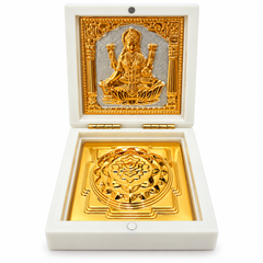 Lakshmi Shree Yantra Box – Golden & Silver Plated Wealth Vastu Frame for Home Mandir