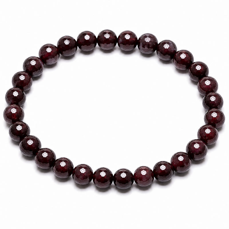Garnet Diamond Cut Bracelet 6mm | Natural Crystal Beaded Bracelet