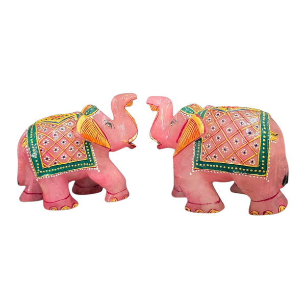 Natural Rose Quartz Elephant Idol for Love, Healing & Positive Energy – Handcrafted Crystal Feng Shu
