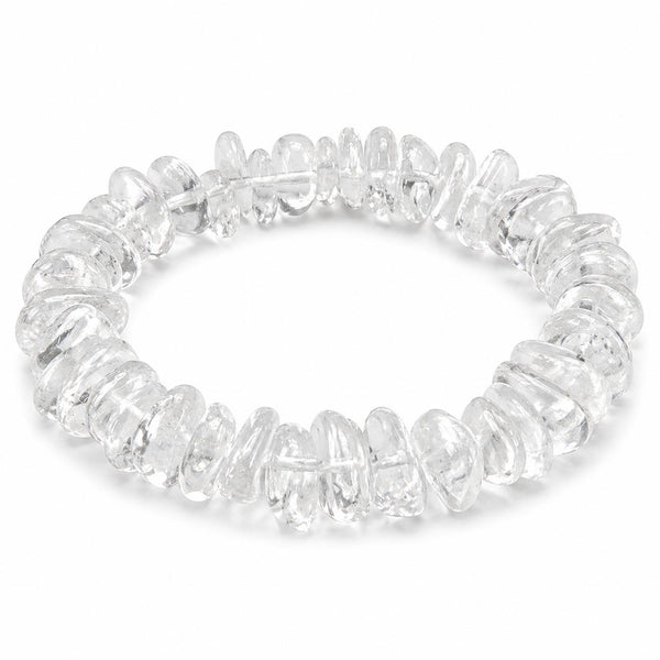 Natural Clear Quartz Chip Bracelet | Handmade Crystal Stretch Bracelet | Premium Transparent Gemston
