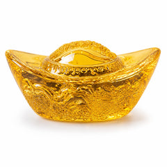 Golden Feng Shui Wealth Ingot | Lucky Gold Sycee for Prosperity, Home, Office & Business Decor | Wea