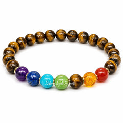 7 Chakra Tiger Eye Bracelet 8mm | Natural Gemstone Healing Bracelet