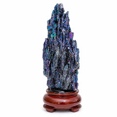 Natural Titanium Aura Quartz Cluster on Wooden Stand | Rainbow Aura Crystal Display | Home Decor | R