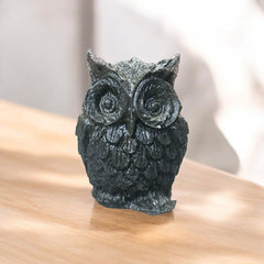 Natural Pyrite Owl Figurine | Wealth & Wisdom Crystal Decor | Good Luck Healing Stone by Sahara Agat