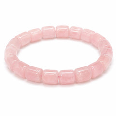 Natural Rose Quartz Cylinder Bead Bracelet | Handmade Stretch Crystal Bracelet | Elegant Pink Gemsto