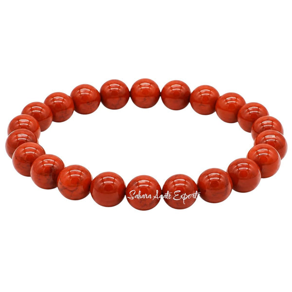 Natural Red Jasper Bracelet 8mm | Genuine Crystal Bead Bracelet