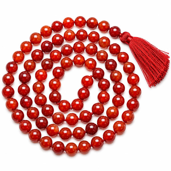Red Carnelian Jap Mala 108 Beads | Natural Crystal Prayer & Meditation Mala