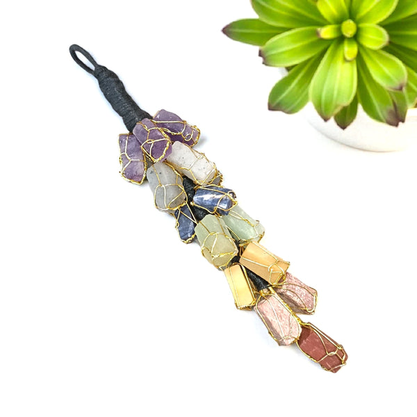 7 Chakra Raw Stone Hanging for Positive Energy, Vastu & Reiki Healing – Natural Crystal Wall & Car