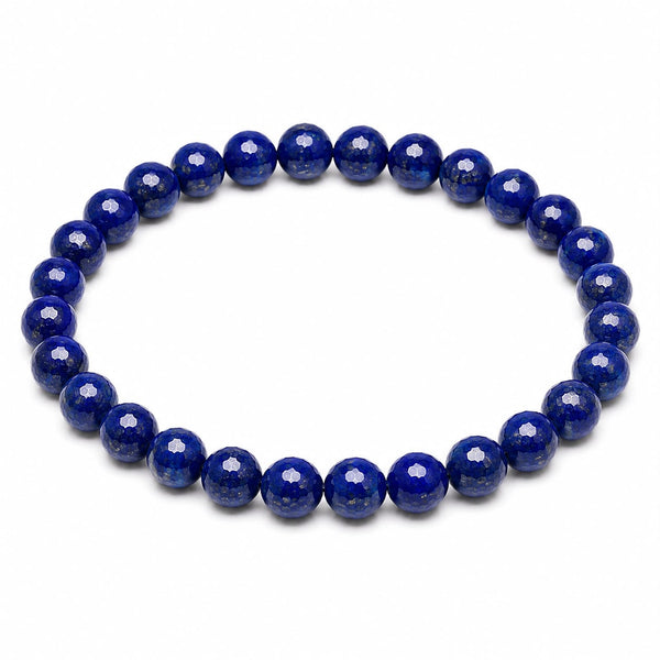 Lapis Lazuli Diamond Cut Bracelet 6mm | Natural Crystal Beaded Bracelet