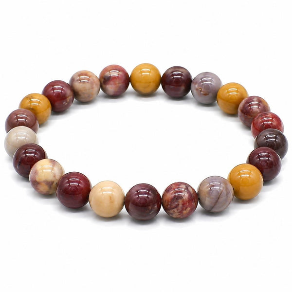 Natural Mookaite Jasper Bracelet 8mm | Genuine Multicolor Jasper Stretch Bracelet