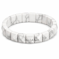 Natural White Howlite Pyramid Tile Bracelet