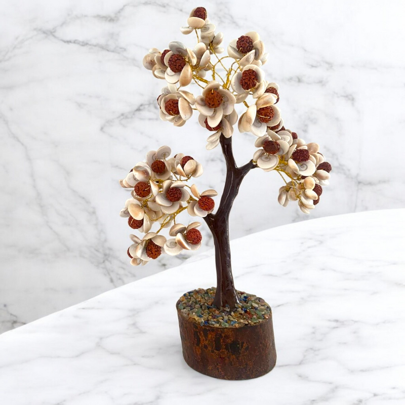 Gomti Chakra Rudraksha Tree with 100 Beads – Vastu, Wealth & Positive Energy Crystal Feng Shui Tree