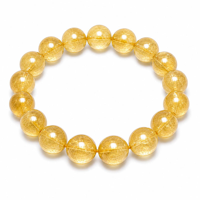 Natural Citrine Bracelet 10 mm | Wealth & Success Crystal Bracelet for Abundance, Manifestation, Rei
