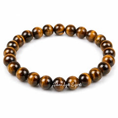 Natural Tiger Eye Bracelet 8mm | Genuine Gemstone Bead Bracelet