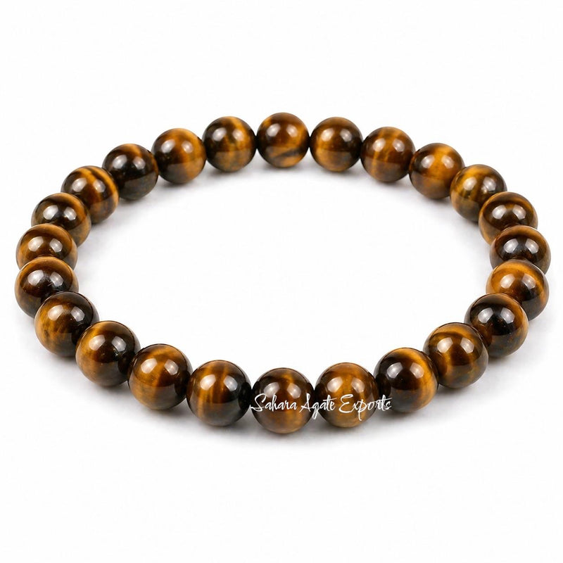 Natural Tiger Eye Bracelet 8mm | Genuine Gemstone Bead Bracelet
