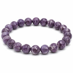 Natural Lepidolite Bracelet 8mm | Genuine Purple Lepidolite Crystal Stretch Bracelet