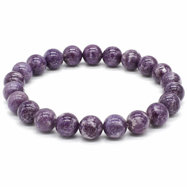 Natural Lepidolite Bracelet 8mm | Genuine Purple Lepidolite Crystal Stretch Bracelet