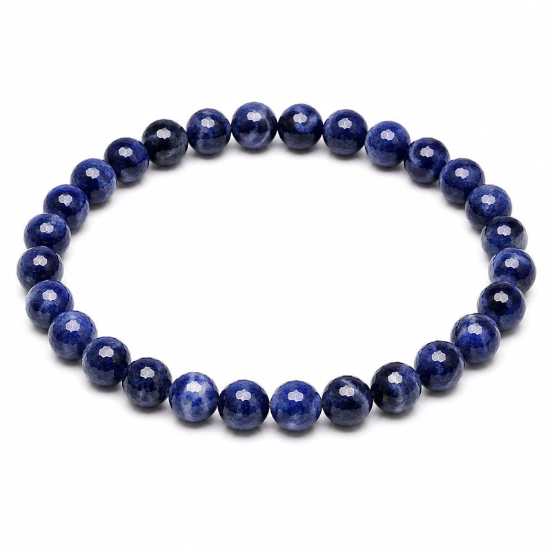Sodalite Diamond Cut Bracelet 6mm | Natural Crystal Beaded Bracelet