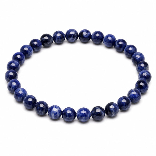 Sodalite Diamond Cut Bracelet 6mm | Natural Crystal Beaded Bracelet