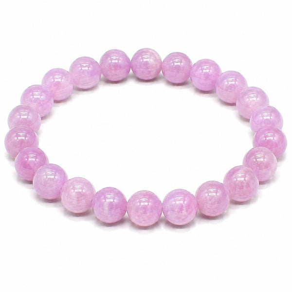 Natural Kunzite Bracelet 8mm | Genuine Pink Kunzite Gemstone Stretch Bracelet