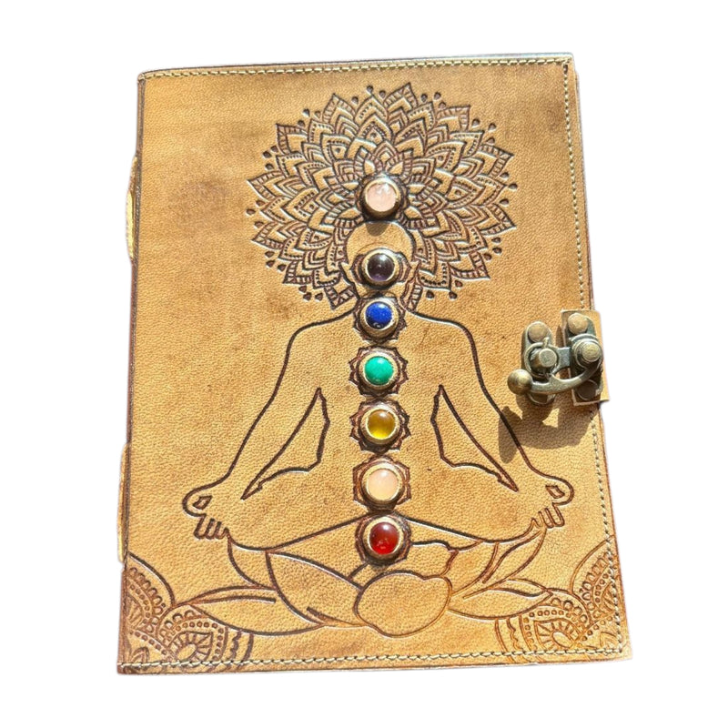 7 Chakra Leather Diary – Handmade Journal for Mindfulness & Meditation