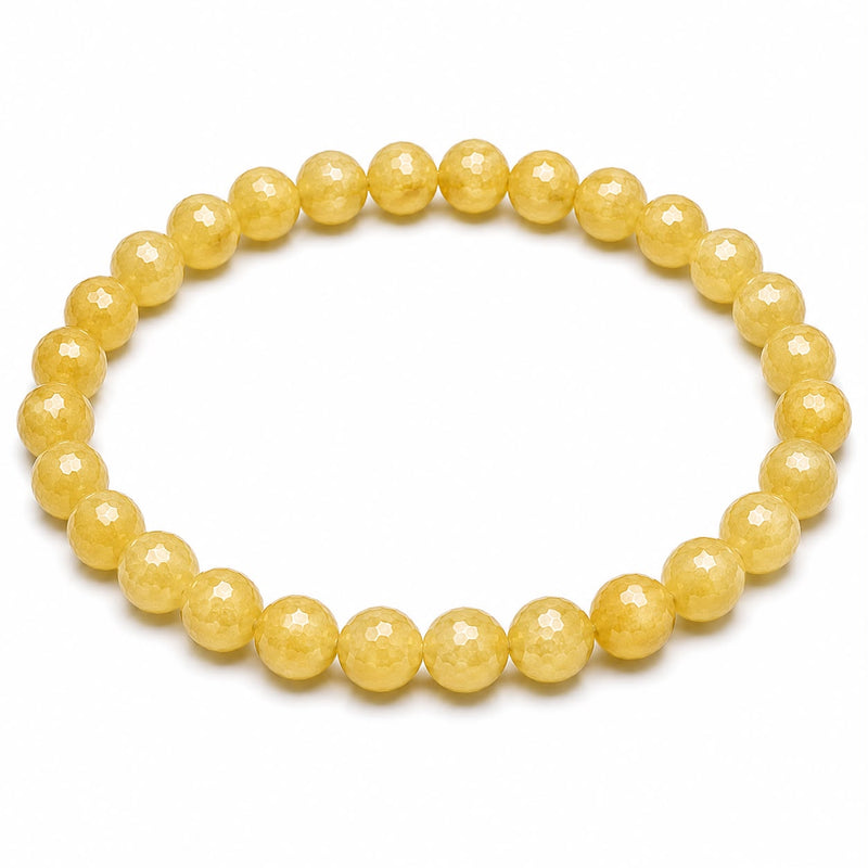 Yellow Calcite Diamond Cut Bracelet 6mm | Natural Crystal Beaded Bracelet
