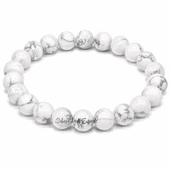 Natural Howlite Bracelet 8mm | White Gemstone Bead Bracelet