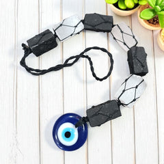 Selenite & Black Tourmaline Hanging with Evil Eye – Crystal Protection Hanging for Negativity Remova