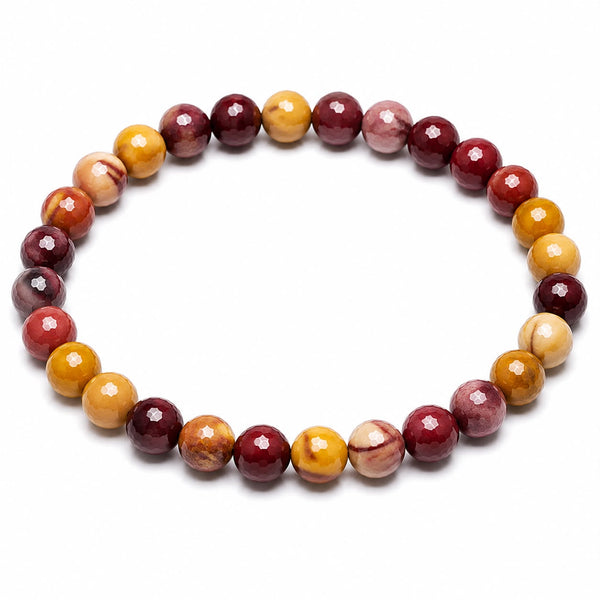 Mookaite Jasper Diamond Cut Bracelet 6mm | Natural Crystal Beaded Bracelet Key Benefits