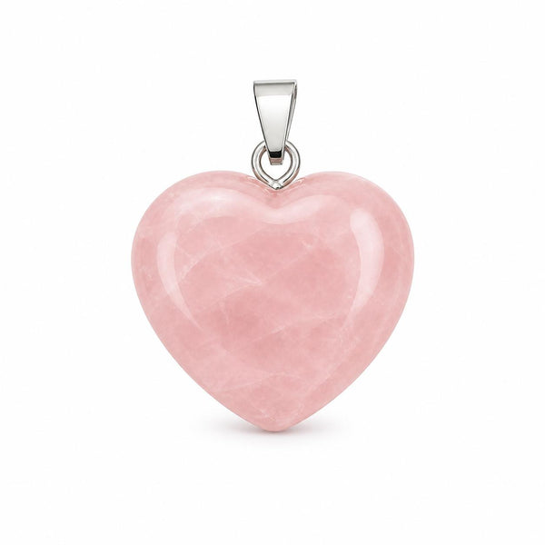 Natural Rose Quartz Heart Crystal Pendant | Love & Healing Gemstone Necklace