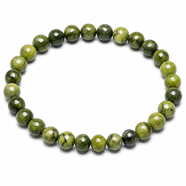 Serpentine Diamond Cut Bracelet 6mm | Natural Crystal Beaded Bracelet