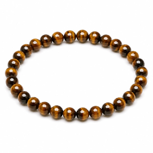 Tiger Eye Diamond Cut Bracelet 6mm | Natural Crystal Beaded Bracelet