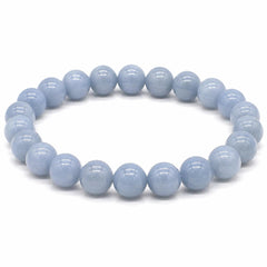 Natural Angelite Bracelet 8mm | Genuine Blue Angelite Gemstone Stretch Bracelet