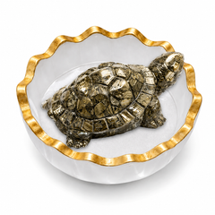 Pyrite Tortoise in Selenite Bowl Combo – Wealth Attraction & Cleansing Feng Shui Set