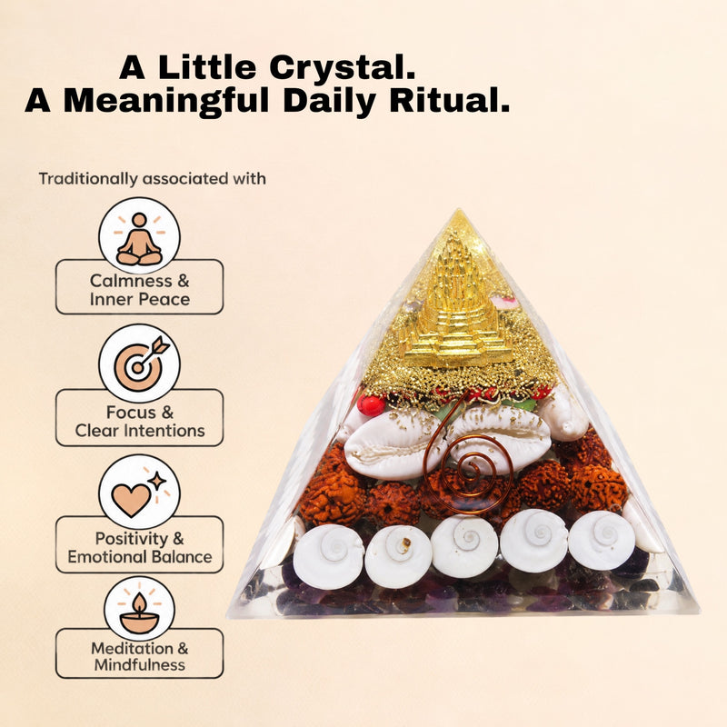 Original Laxmi Orgonite Pyramid – Wealth, Abundance & Vastu Energy Generator