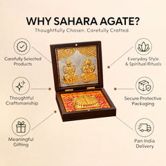 Laxmi Ganesha Charan Paduka Wooden Box – Golden & Silver Plated Wealth Vastu Frame