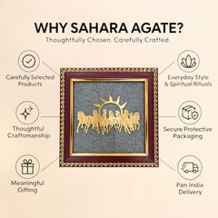 Seven Running Horses Crystal Frame with Sun | Vastu Wall Décor for Home & Office