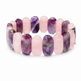 Rose Quartz & Amethyst Diamond-Cut Square Bracelet