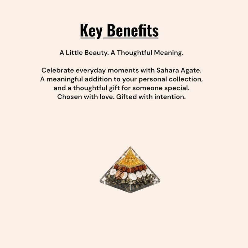 Pyrite Shree Yantra Orgonite Pyramid with Rudraksha & Gomti Chakra