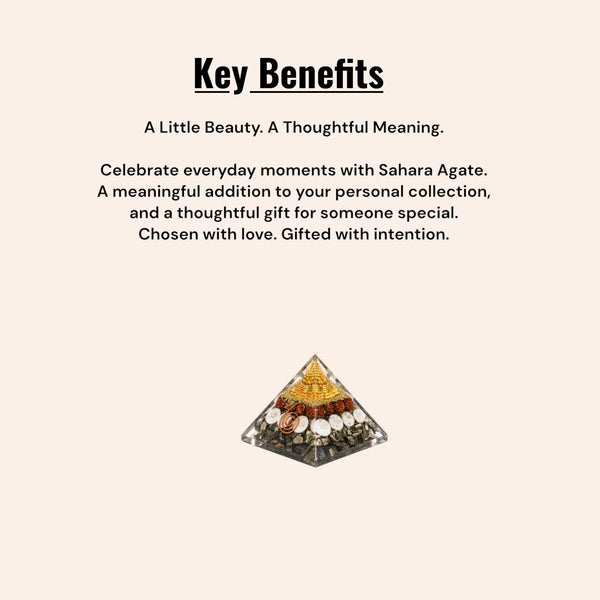 Pyrite Shree Yantra Orgonite Pyramid with Rudraksha & Gomti Chakra