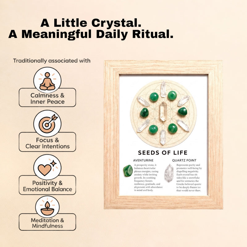 Seeds of Life Crystal Grid Framed Art