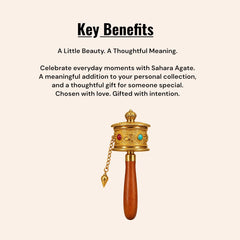 Tibetan Buddhist Prayer Wheel with Wooden Handle