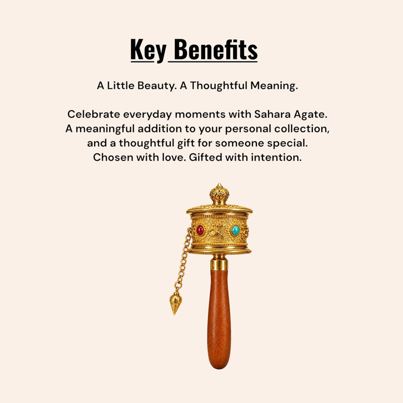 Tibetan Buddhist Prayer Wheel with Wooden Handle