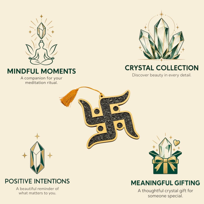 Pyrite Swastik Hanging with Golden Tassel | Entrance & Puja Room Décor