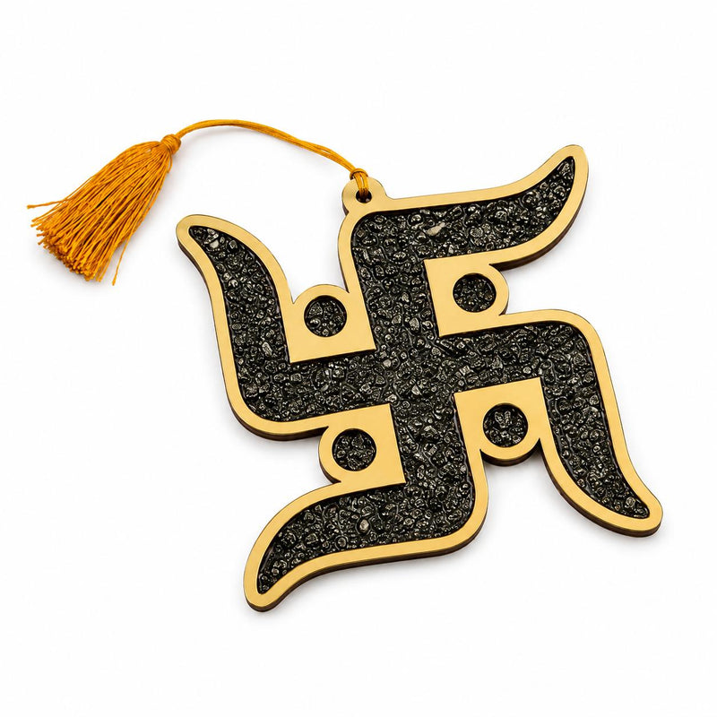 Pyrite Swastik Hanging with Golden Tassel | Entrance & Puja Room Décor