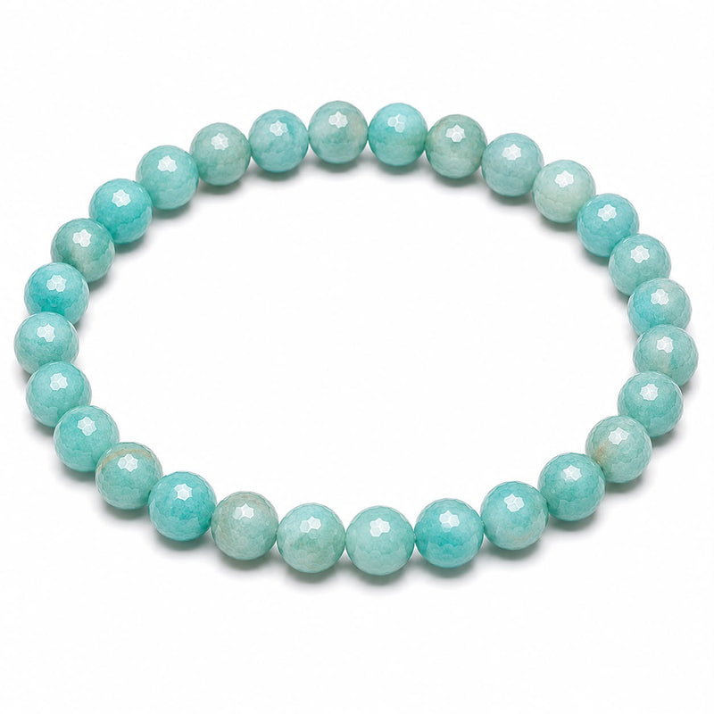 Amazonite Diamond Cut Bracelet 6mm | Natural Crystal Beaded Bracelet