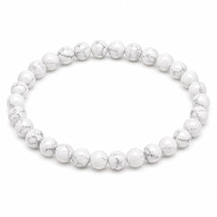 Howlite Diamond Cut Bracelet 6mm | Natural White Crystal Beaded Bracelet